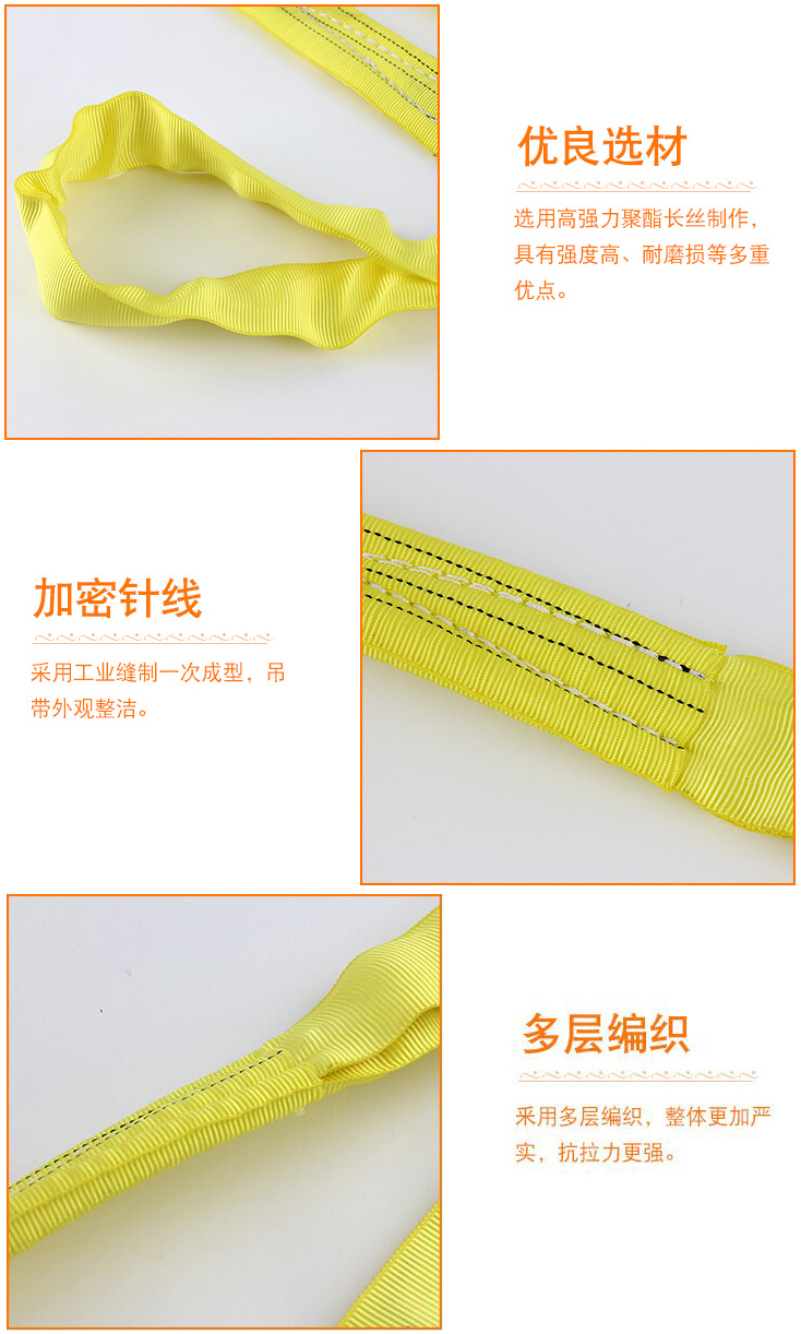 3噸黃色雙眼柔性吊裝帶產品細節(jié)介紹
